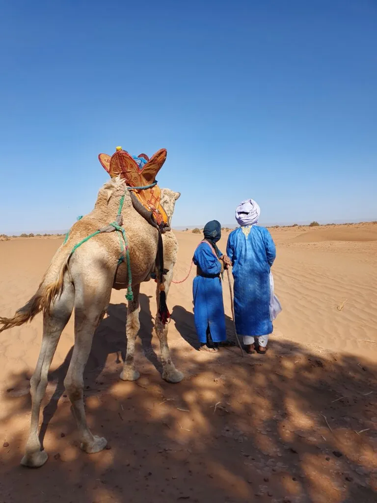 Marche dans les dunes du désert marocain lors dun trek